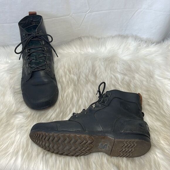Sorel Ankeny Black Leather Mid Rise‎ Hiking Boots Sz 11